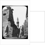 Minaret and ruins of Luxor Temple, Luxor, Egypt, c1890. Lantern slide by Newton & Co