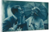 Postcard of romantic vintage couple, in blue by Anonymous