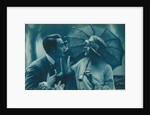 Postcard of romantic vintage couple, in blue by Anonymous