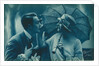Postcard of romantic vintage couple, in blue by Anonymous
