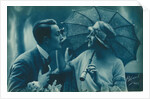 Postcard of romantic vintage couple, in blue by Anonymous