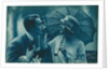 Postcard of romantic vintage couple, in blue by Anonymous