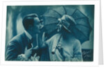 Postcard of romantic vintage couple, in blue by Anonymous
