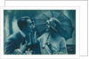 Postcard of romantic vintage couple, in blue by Anonymous