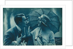Postcard of romantic vintage couple, in blue by Anonymous