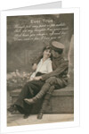 Romantic postcard featuring a soldier and his sweetheart, c1914-18 by Anonymous