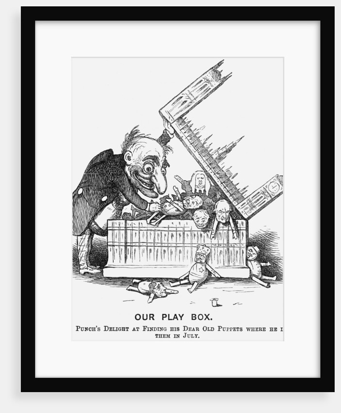 Our Play Box. Mr Punch's Delight at Finding His Dear Old Puppets where He Left Them in July by Anonymous