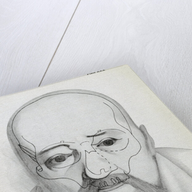 Portrait of George Buchanan with superimposed skull by Unknown