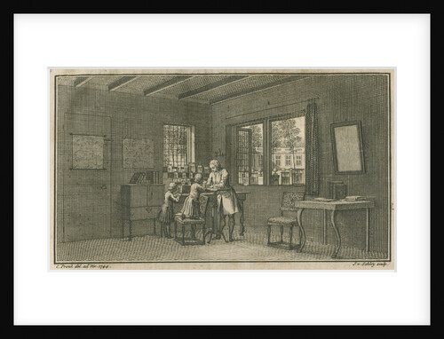Abraham Trembley in his laboratory with pupils by Jacobus van der Schley