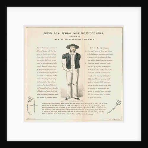 'Sketch of a seaman with substitute arms' by Anonymous