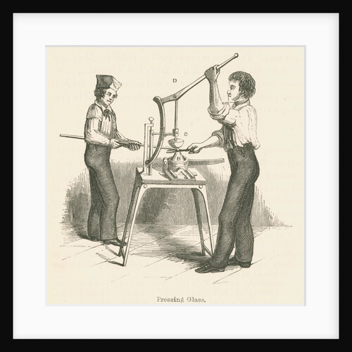 Glassworkers pressing glass by unknown