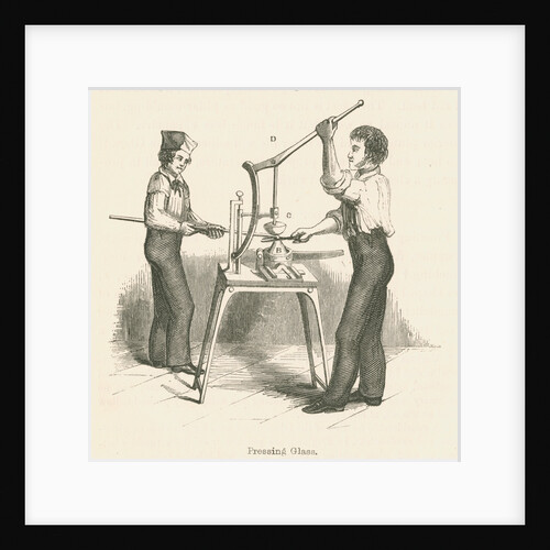 Glassworkers pressing glass by unknown