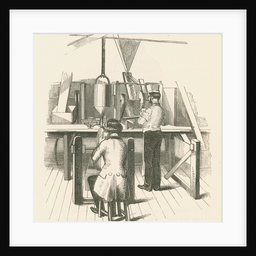 Glassworkers cutting glass by unknown