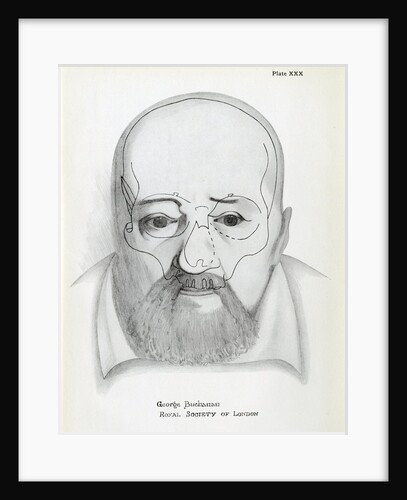 Portrait of George Buchanan with superimposed skull by unknown