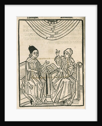 Depiction of a dialogue between a theologian and an astronomer by Anonymous