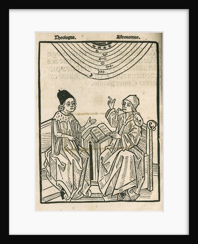 Depiction of a dialogue between a theologian and an astronomer by Anonymous