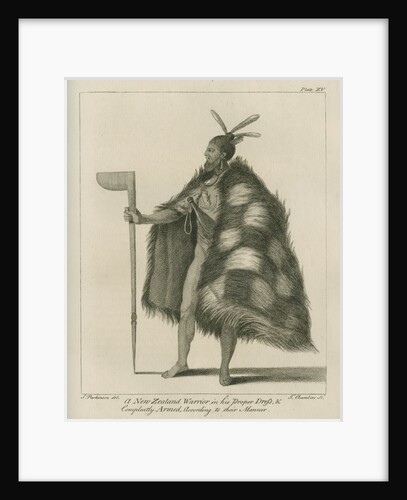 'A New Zealand Warrior in his Proper Dress.' by Thomas Chambers