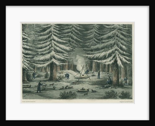 'Manner of making a resting place on a winter night' by Edward Francis Finden