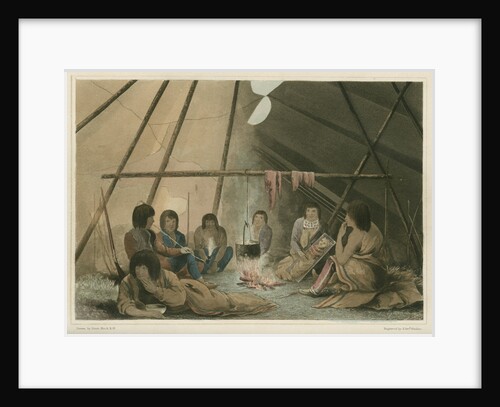 'Interior of a Cree Indian tent, March 25th 1820' by Edward Francis Finden
