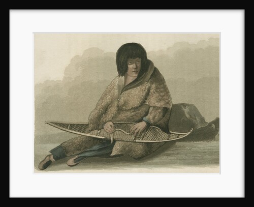 'Green Stockings mending a snow shoe' by Edward Francis Finden