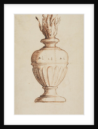 Architectural vase with flames by Anonymous