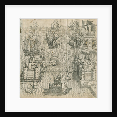 Firework display featuring ships and castles by Anonymous