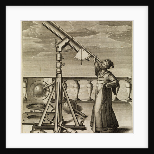 Johannes Hevelius observing through telescope by Johannes Hevelius