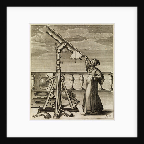 Johannes Hevelius observing through telescope by Johannes Hevelius