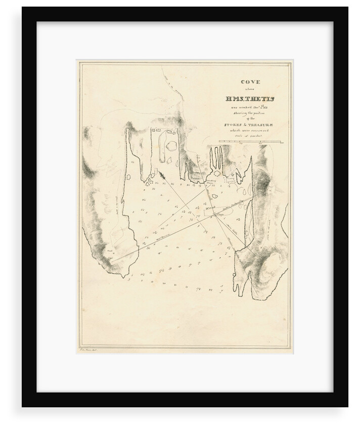 Chart of the cove showing the wreck of H.M.S.Thetis by John Frederick Fitzgerald De Roos