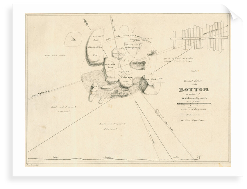Chart of the sea floor during salvage operations on the wreck of H.M.S.Thetis by John Frederick Fitzgerald De Roos