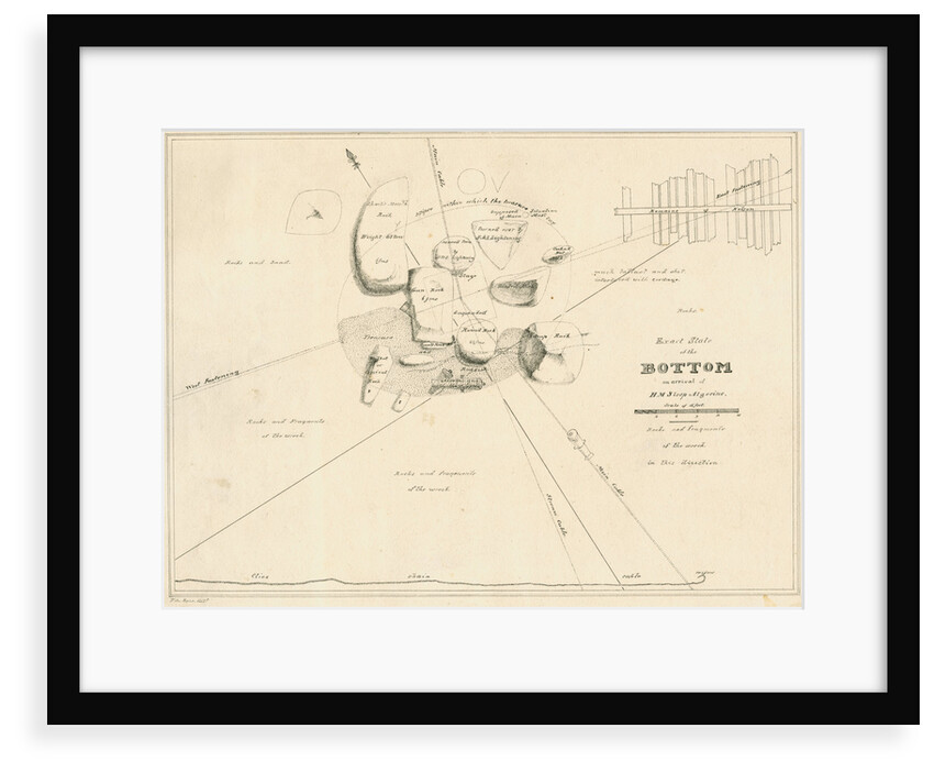 Chart of the sea floor during salvage operations on the wreck of H.M.S.Thetis by John Frederick Fitzgerald De Roos