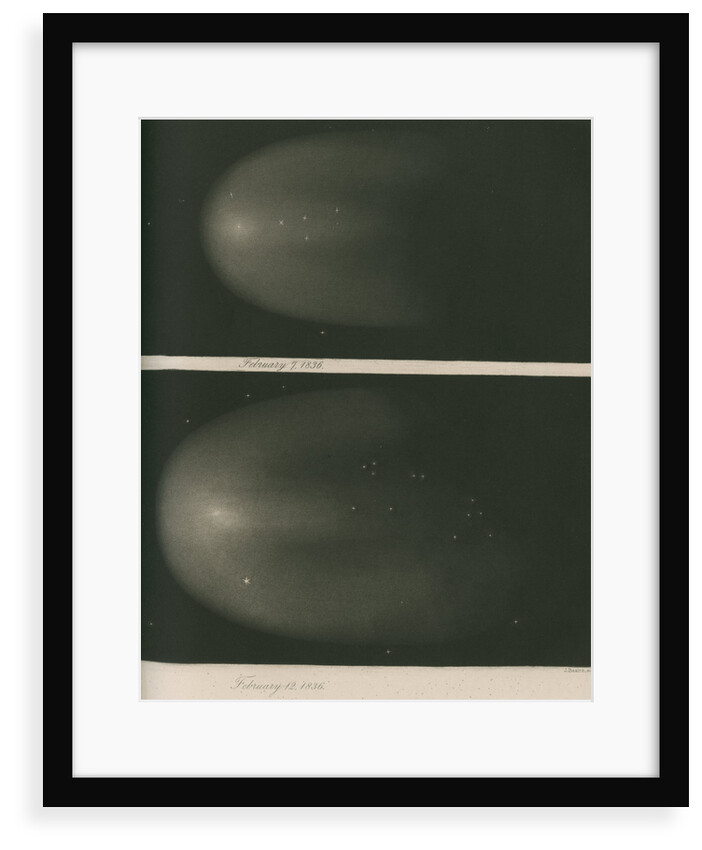 Halley's Comet, 7 and 12 February 1836 by James Basire III