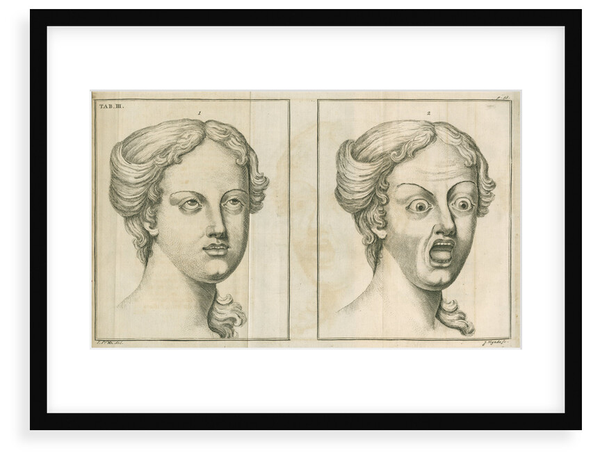 'A face demonstrating veneration or reverence and a face showing fear and terror' by James Mynde