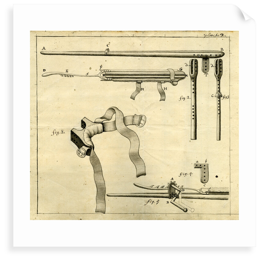 Components of the 'Ambe of Hippocrates': contraption for repairing dislocated shoulders by Claude-Nicholas Le Cat