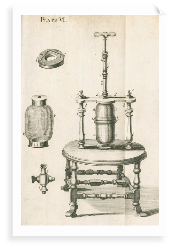 Hauksbee's equipment for pressure experiments by unknown