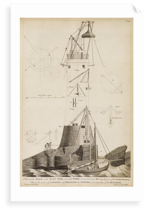 Smeaton's Lighthouse under construction on the Eddystone Rocks by James Record