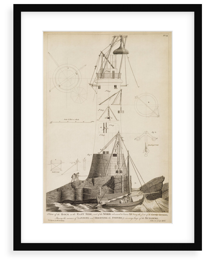 Smeaton's Lighthouse under construction on the Eddystone Rocks by James Record