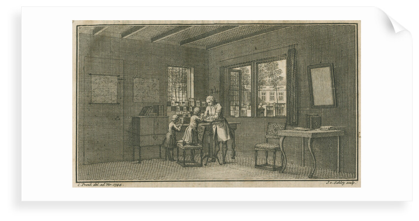 Abraham Trembley in his laboratory with pupils by Jacobus van der Schley