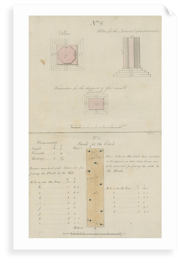 Fixtures for pendulum clock and transit instrument, Sumatra by unknown