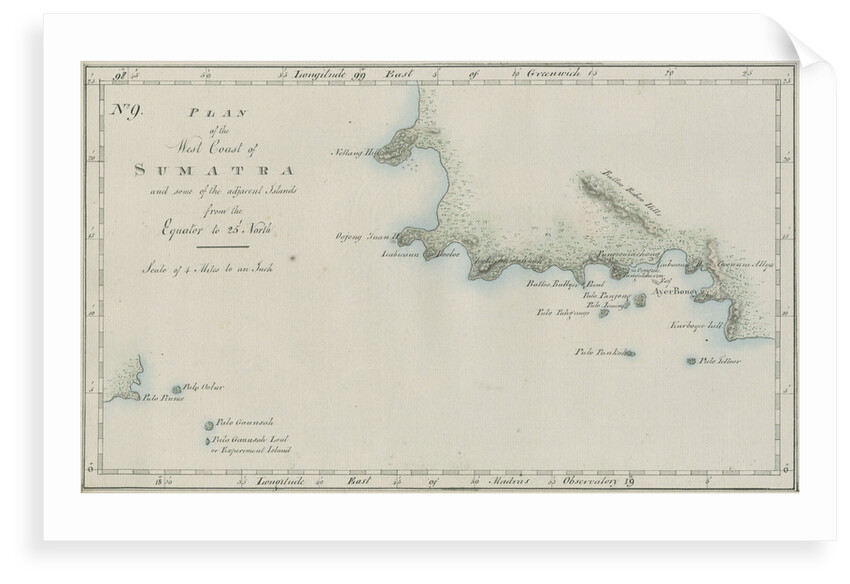 Map of the western Sumatra by unknown