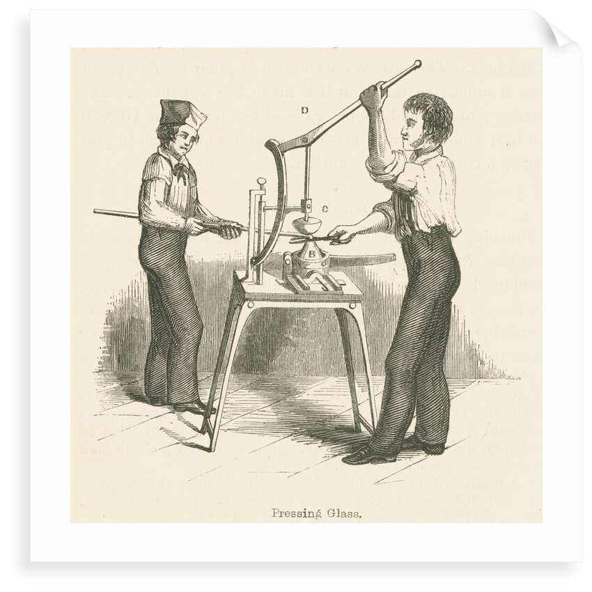Glassworkers pressing glass by unknown