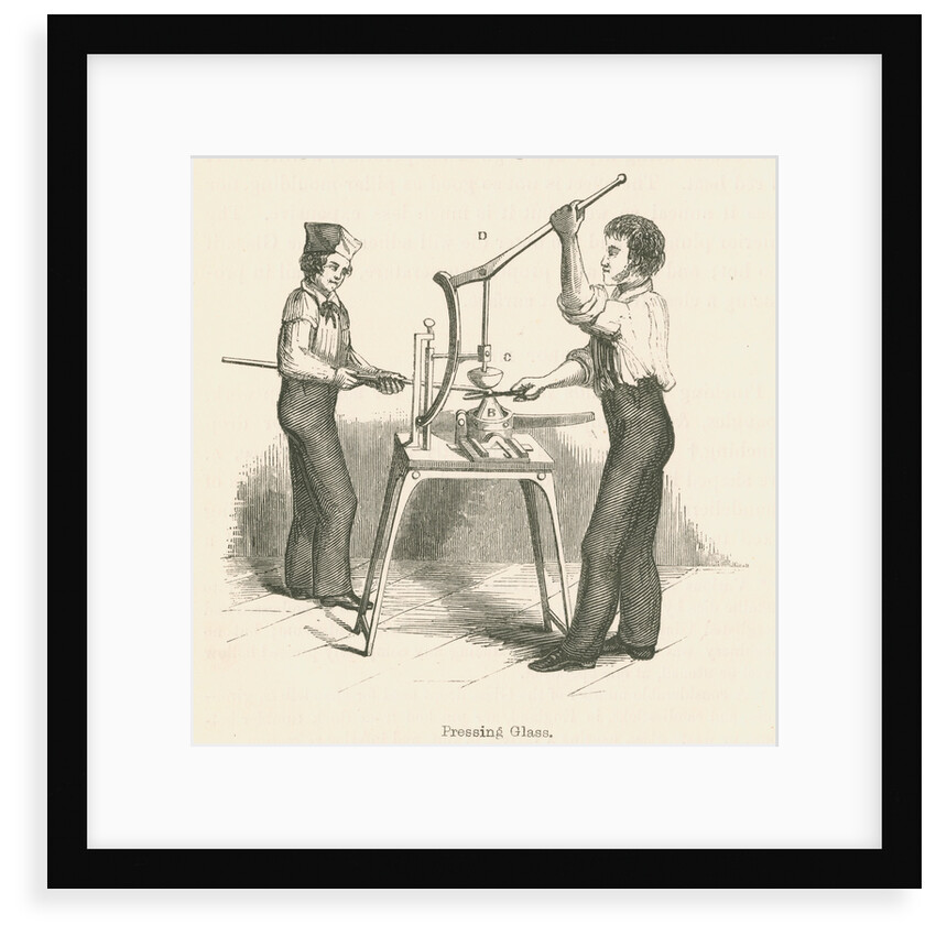 Glassworkers pressing glass by unknown