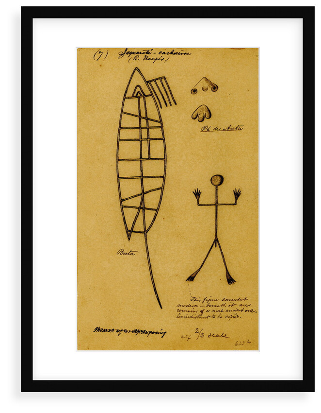 Picture-writing of a dolphin and the feet of tapir by Richard Spruce