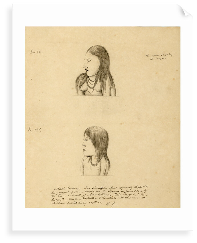 Portraits of two MacÃº [Hupda] Indians by Richard Spruce