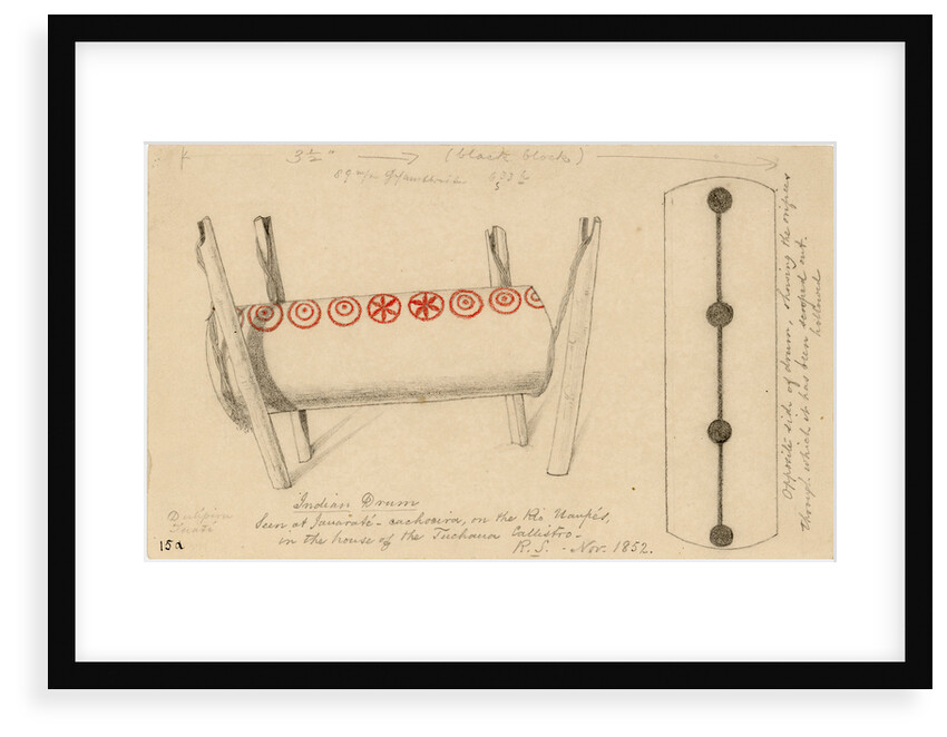 Two views of an Indian drum by Richard Spruce