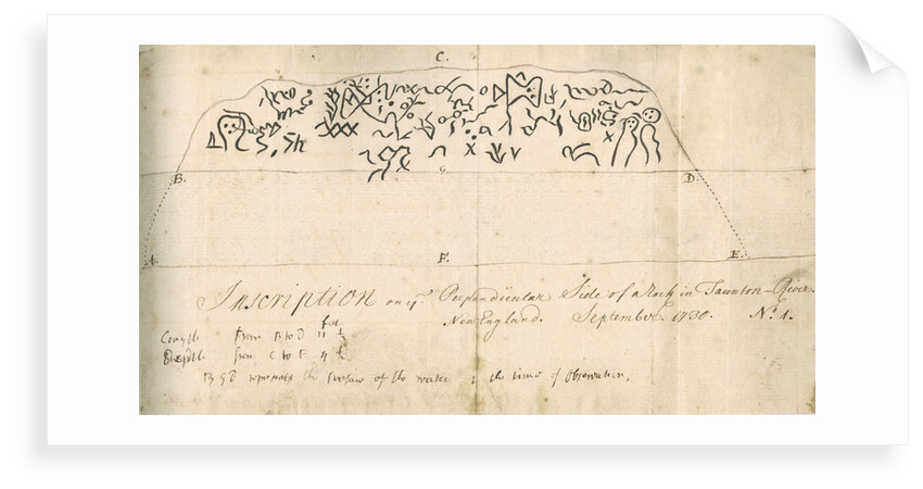Dighton Rock and carvings by Isaac Greenwood