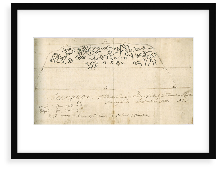 Dighton Rock and carvings by Isaac Greenwood
