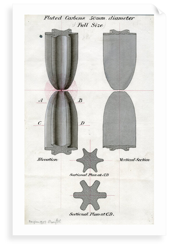 Fluted carbons for arc lights by James Nicholas Douglass
