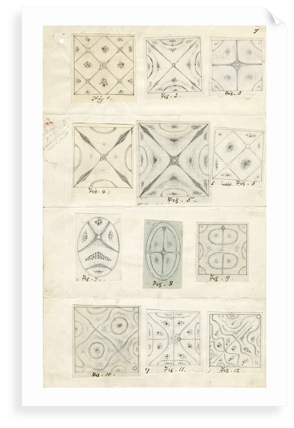 Twelve figures showing nodal lines on vibrating plates by Mary Tomlinson