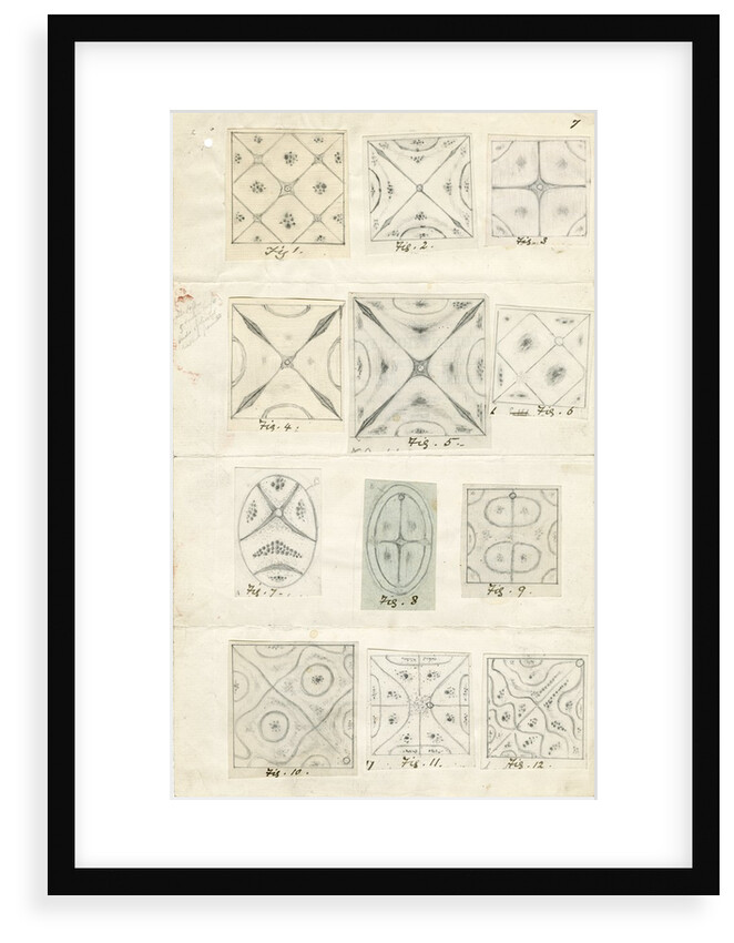 Twelve figures showing nodal lines on vibrating plates by Mary Tomlinson
